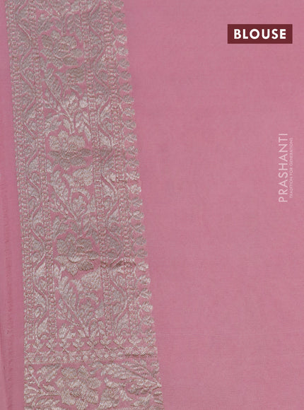 Banarasi georgette saree pastel pink with allover thread & zari woven butta weaves and woven border