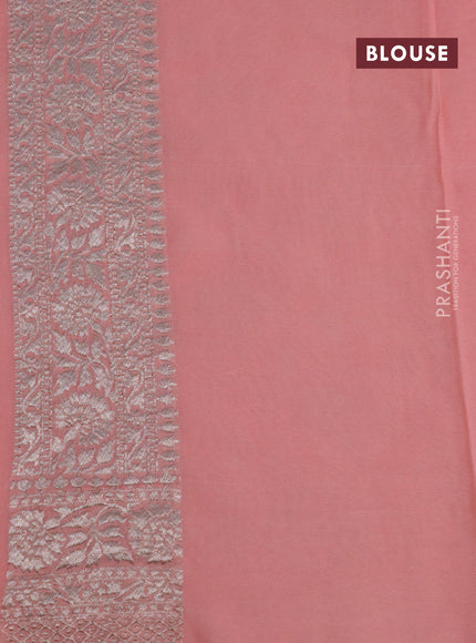 Banarasi georgette saree pastel peach with allover thread & zari weaves and woven border