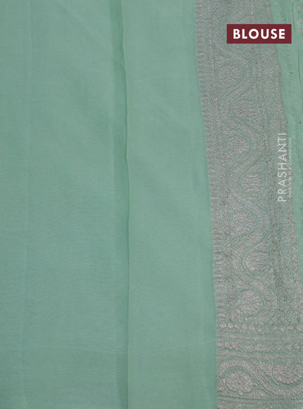 Banarasi georgette saree pastel blue with allover thread & zari weaves and woven border