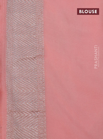 Banarasi georgette saree peach shade with allover thread & zari woven butta wevaes and woven border