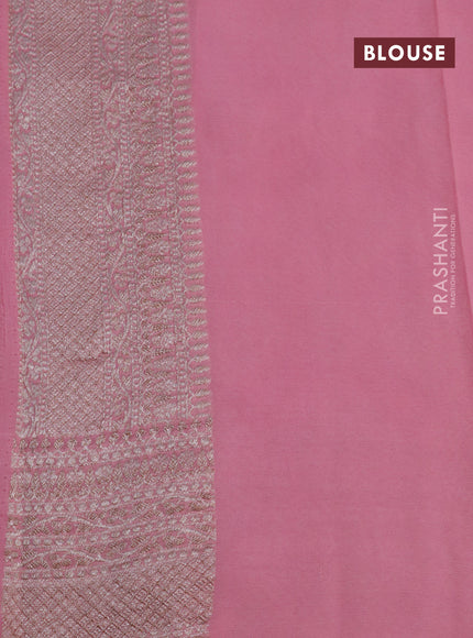 Banarasi georgette saree pastel pink with allover thread & zari woven geometric weaves and woven border