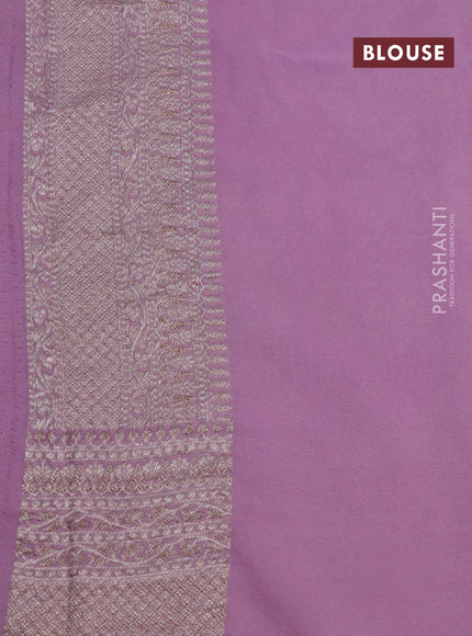 Banarasi georgette saree lavender shade with allover thread & zari woven geometric weaves and woven border