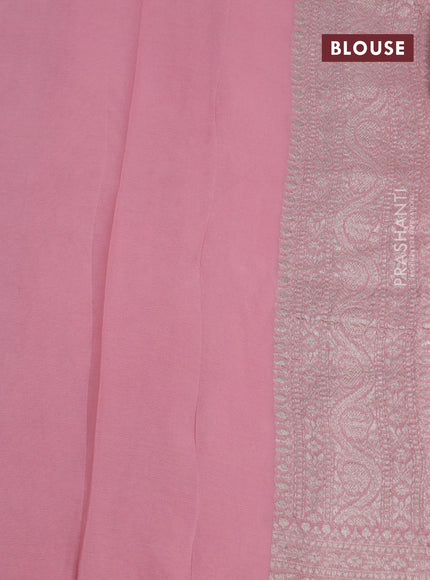 Banarasi georgette saree pastel pink with allover thread & zari woven butta wevaes and woven border