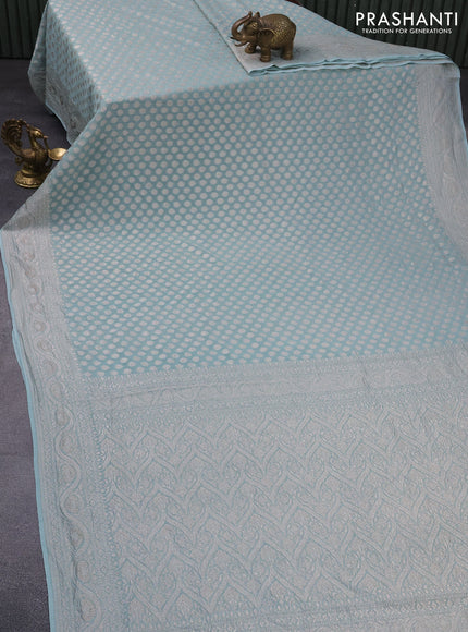 Banarasi georgette saree pastel blue with allover thread & zari woven butta wevaes and woven border