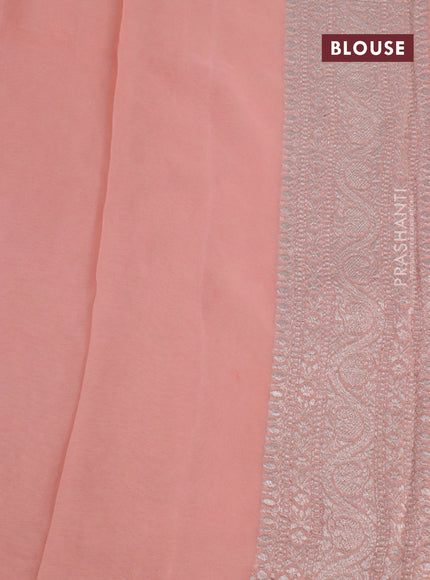 Banarasi georgette saree peach shade with allover thread & zari woven butta wevaes and woven border