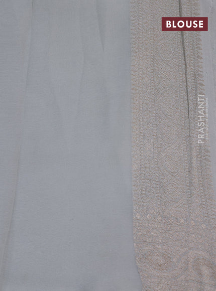 Banarasi georgette saree pastel grey with allover thread & zari woven butta wevaes and woven border