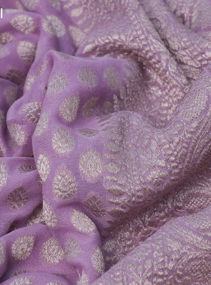 Banarasi georgette saree lavender shade with allover thread & zari woven butta wevaes and woven border