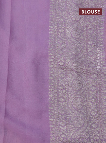 Banarasi georgette saree lavender shade with allover thread & zari woven butta wevaes and woven border