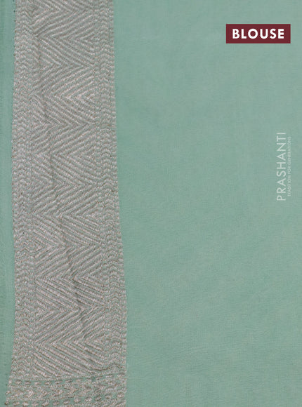 Banarasi georgette saree pastel green with allover thread & zari woven zig zag weaves and woven border