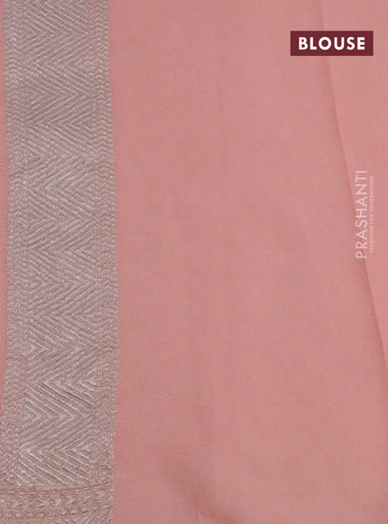 Banarasi georgette saree peach shade with allover thread & zari woven zig zag weaves and woven border