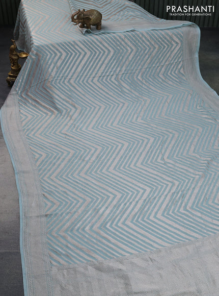 Banarasi georgette saree pastel blue with allover thread & zari woven zig zag weaves and woven border