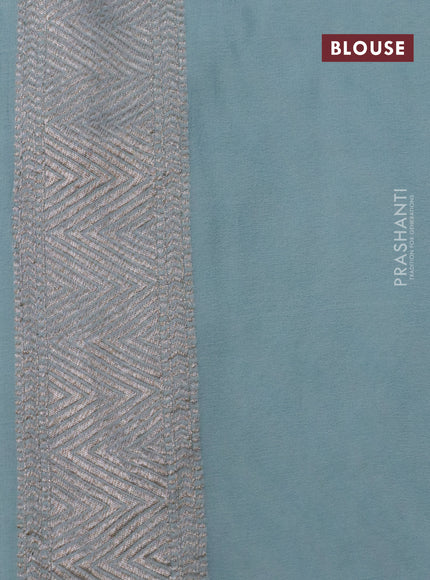 Banarasi georgette saree pastel blue with allover thread & zari woven zig zag weaves and woven border