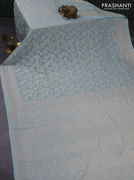 Banarasi georgette saree pastel blue with allover thread & zari weaves and woven border