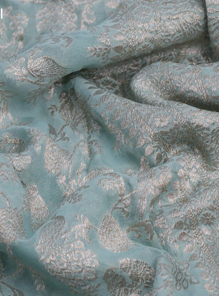 Banarasi georgette saree pastel blue with allover thread & zari weaves and woven border