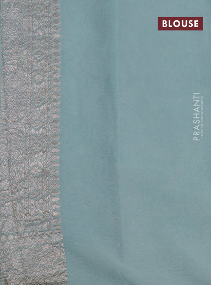 Banarasi georgette saree pastel blue with allover thread & zari weaves and woven border