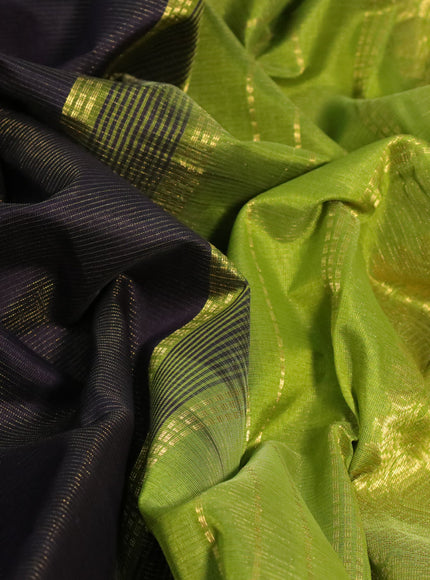 Silk cotton saree deep jamun shade and light green with allover vairosi pattern and annam zari woven border