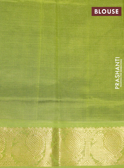 Silk cotton saree deep jamun shade and light green with allover vairosi pattern and annam zari woven border