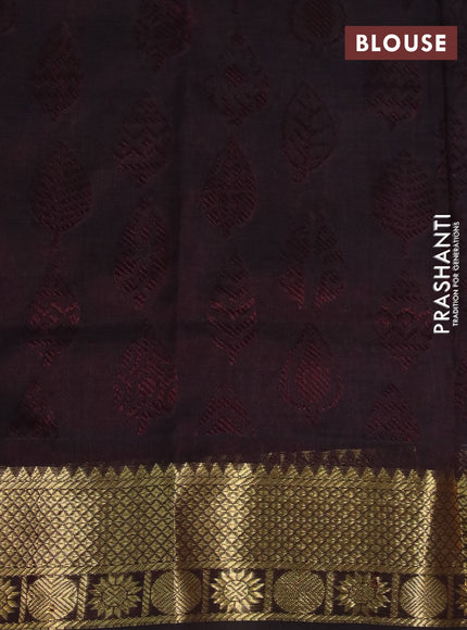 Silk cotton saree pink and coffee brown with allover self emboss & jacquard and zari woven border