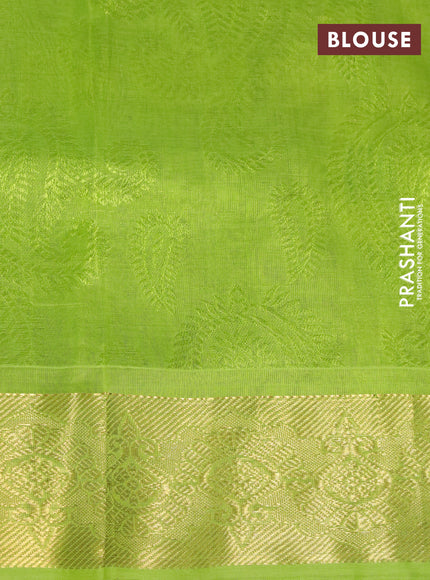 Silk cotton saree pink and light green with allover self emboss & jacquard and zari woven border