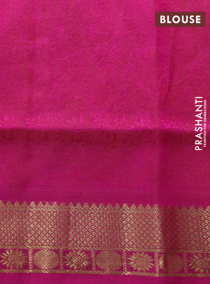 Silk cotton saree yellow and pink with allover self emboss & jacquard and zari woven border