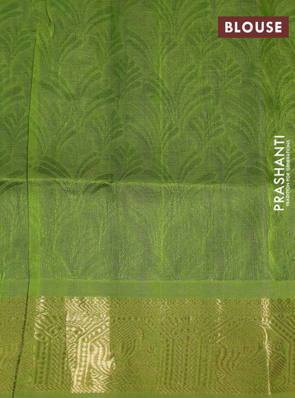 Silk cotton saree deep purple and light green with allover self emboss & jacquard and zari woven border