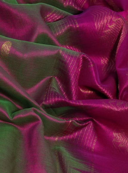 Silk cotton saree dual shade of greenish purple and purple with zari woven buttas and long zari woven border