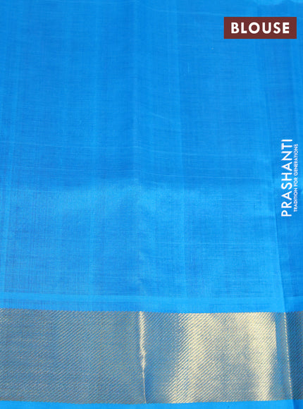 Silk cotton saree purple and cs blue with paisley zari woven buttas an rich zari woven