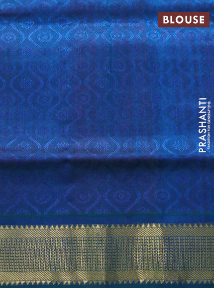 Silk cotton saree magenta pink and dual shade of cs blue with allover self emboss & jacquard and zari woven border