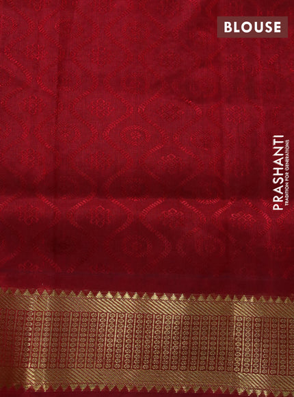 Silk cotton saree mustard yellow and maroon with allover self emboss & jacquard and zari woven border