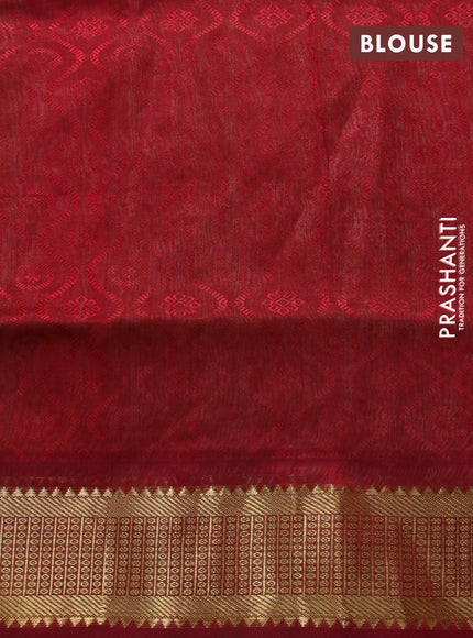 Silk cotton saree sandal and maroon with allover self emboss & jacquard and zari woven border