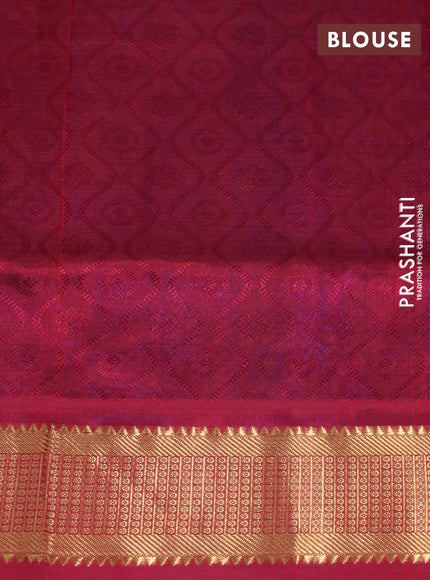 Silk cotton saree blue and maroon with allover self emboss & jacquard and zari woven border