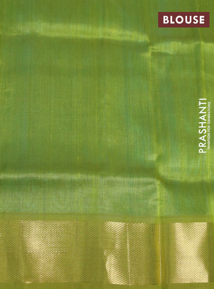 Silk cotton saree teal blue and light green with zari woven buttas and zari woven border