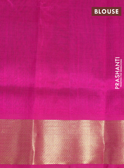 Silk cotton saree green and pink with zari woven buttas and zari woven border