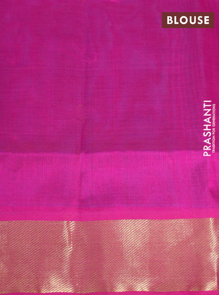 Silk cotton saree dual shade of bluish pink and pink with zari woven buttas and zari woven border