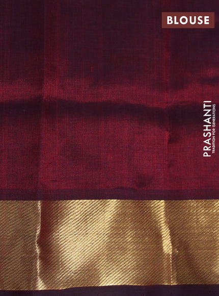 Silk cotton saree light blue and maroon with zari woven buttas and zari woven border