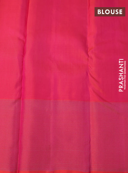 Silk cotton saree pink and teal blue with zari woven buttas and annam zari woven border