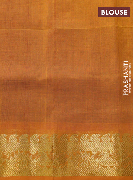 Silk cotton saree maroon and mango yellow with zari woven buttas and annam zari woven border