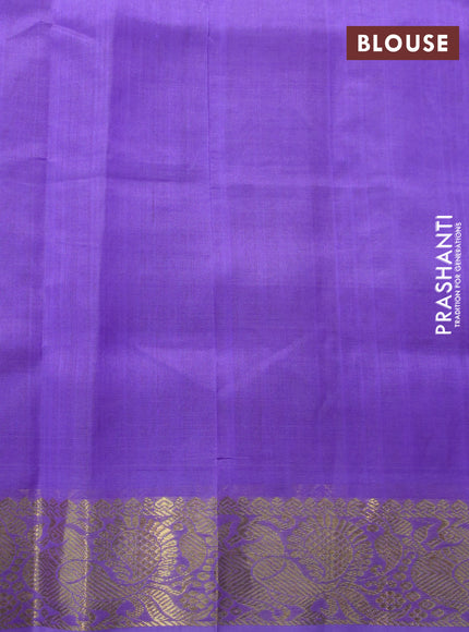 Silk cotton saree yellow and lavender with zari woven buttas and annam zari woven border