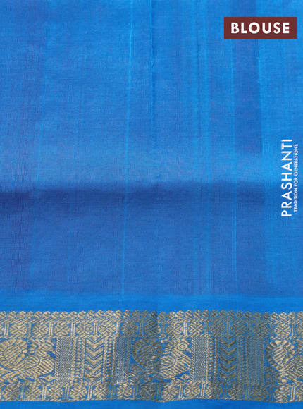 Silk cotton saree pink and cs blue with zari woven buttas and annam zari woven border