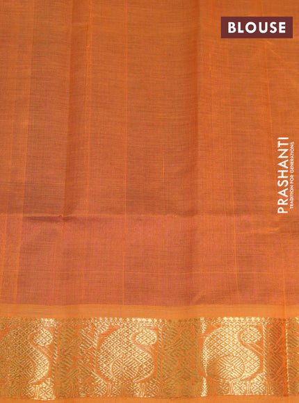 Silk cotton saree purple and mango yellow with zari woven paisley buttas and paisley zari woven border