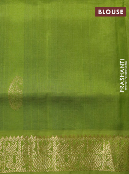 Silk cotton saree peacock green and light green with zari woven paisley buttas and annam zari woven border