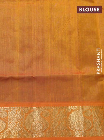 Silk cotton saree blue and mango yellow with zari woven paisley buttas and paisley zari woven border