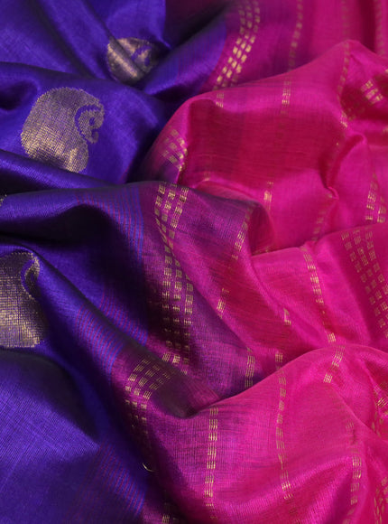 Silk cotton saree violet shade and pink with paisley zari woven buttas and zari woven border