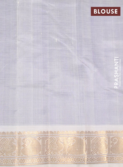 Silk cotton saree blue and cream with zari woven buttas and annam zari woven border