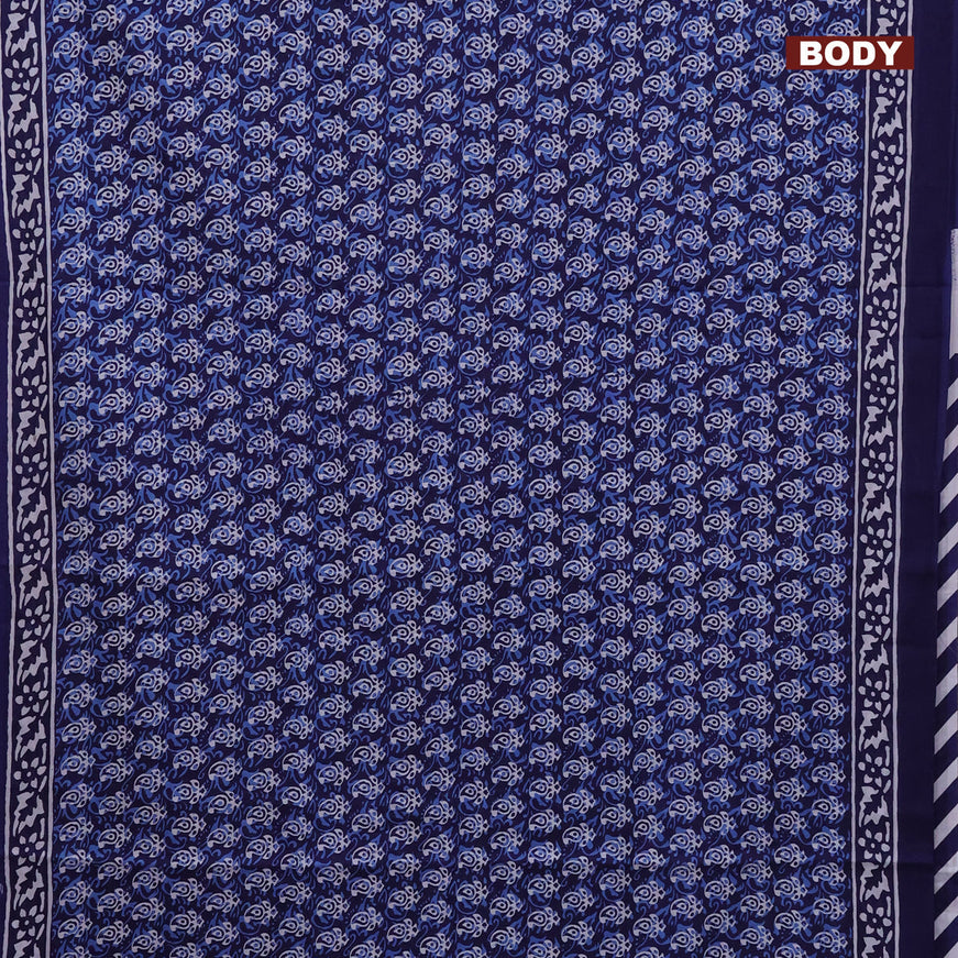 Jaipur cotton saree dark blue with allover dabu prints and printed border