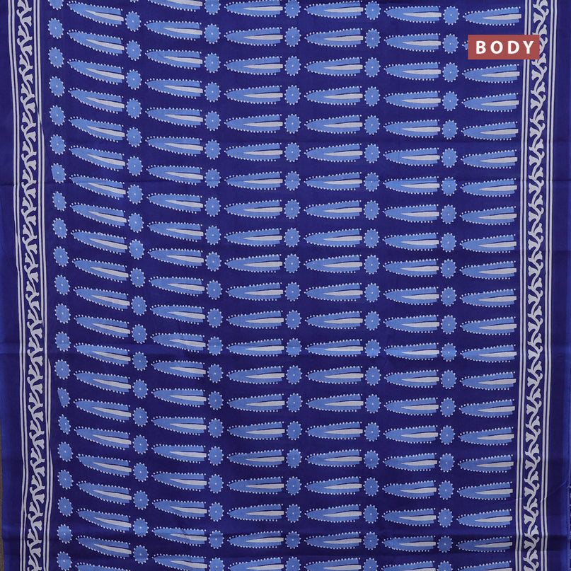 Jaipur cotton saree blue with allover prints and printed border