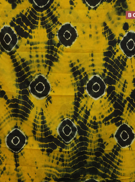 Jaipur cotton saree yellow and black with allover batik prints in borderless style