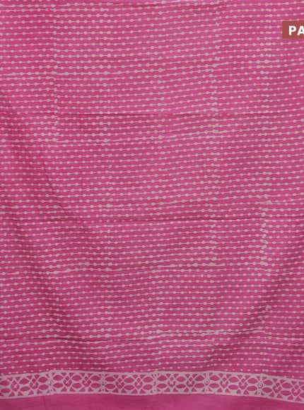 Jaipur cotton saree pink with allover prints in borderless style