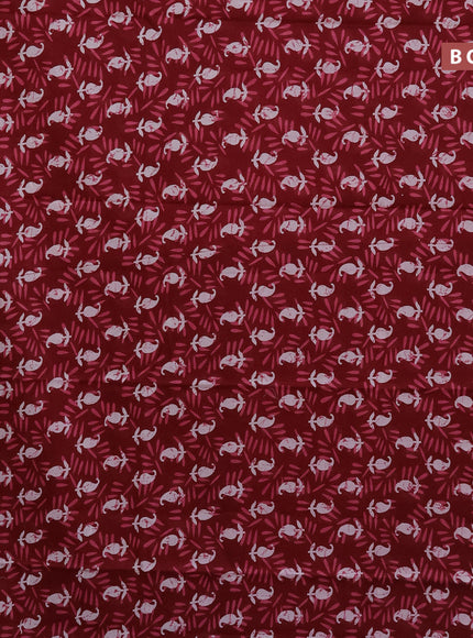 Jaipur cotton saree maroon with allover dabu prints and printed border