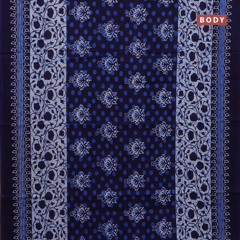 Jaipur cotton saree dark blue with allover prints and printed border